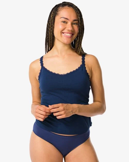 slip pour femme second skin micro bleu foncé