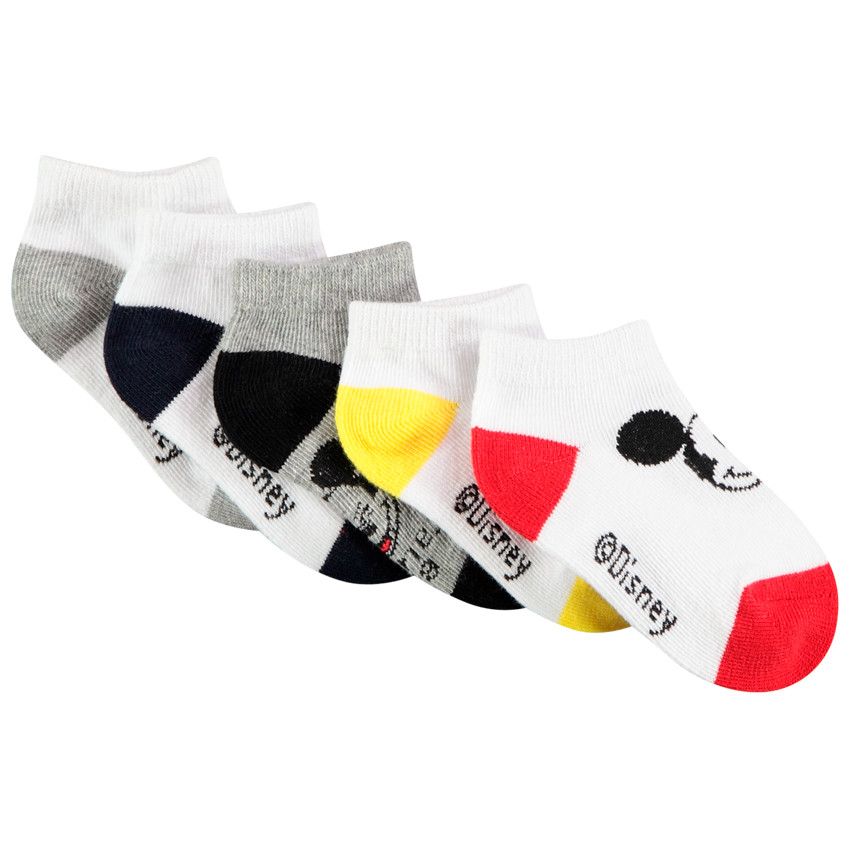 Lot de 5 paires chaussettes courtes Mickey Disney - Blanc