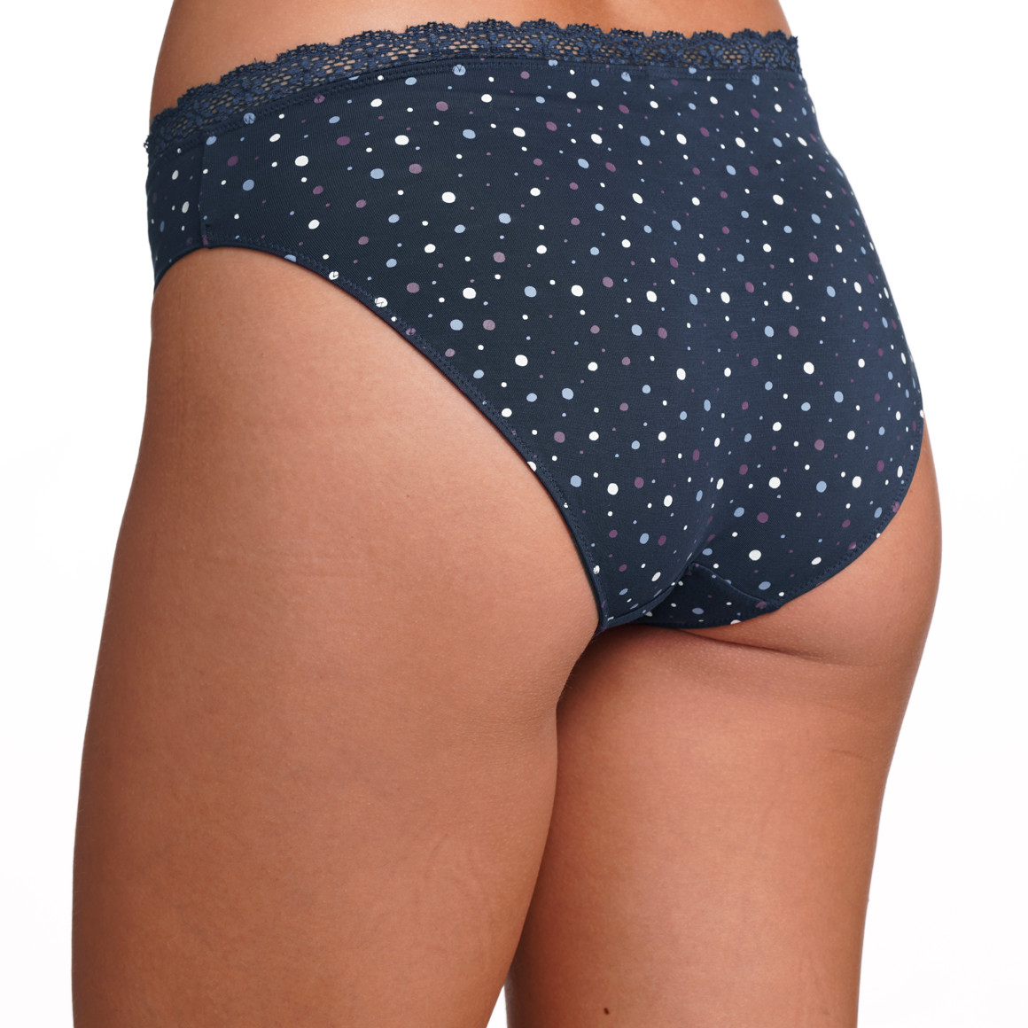 Gina Benotti 3 Damen Slips mit Spitzenbesatz cremeweiss / dunkelblau
