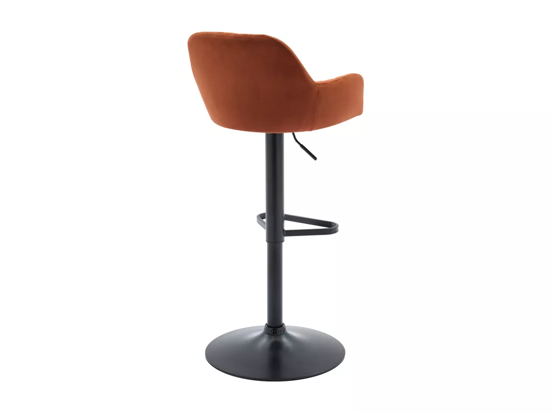 Tabouret de bar en velours et métal noir - Hauteur réglable - Terracotta - ELEANA
