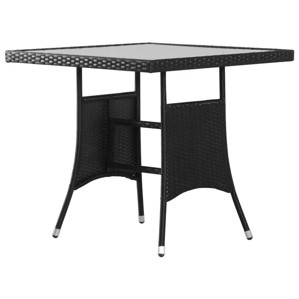 vidaXL - 5-delige Tuinset met wit kussens - Zwart poly rattan - 80x80 cm