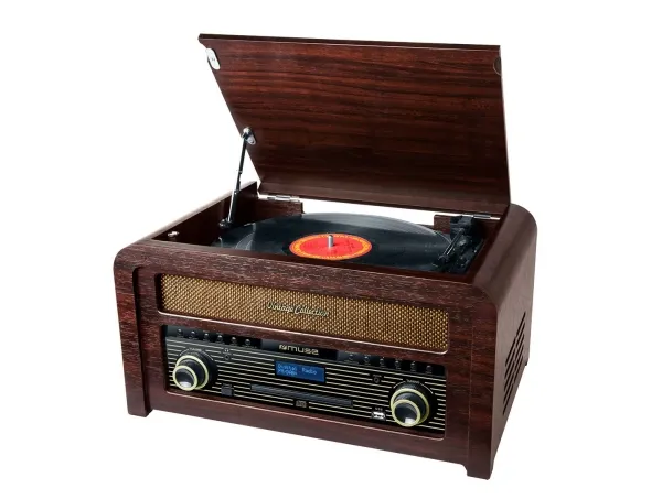 Muse MT-115 DAB, Direct drev pladespiller, Semi-automatisk, Sort, Træ, Træ, 45 rpm, 33,45,78 rpm