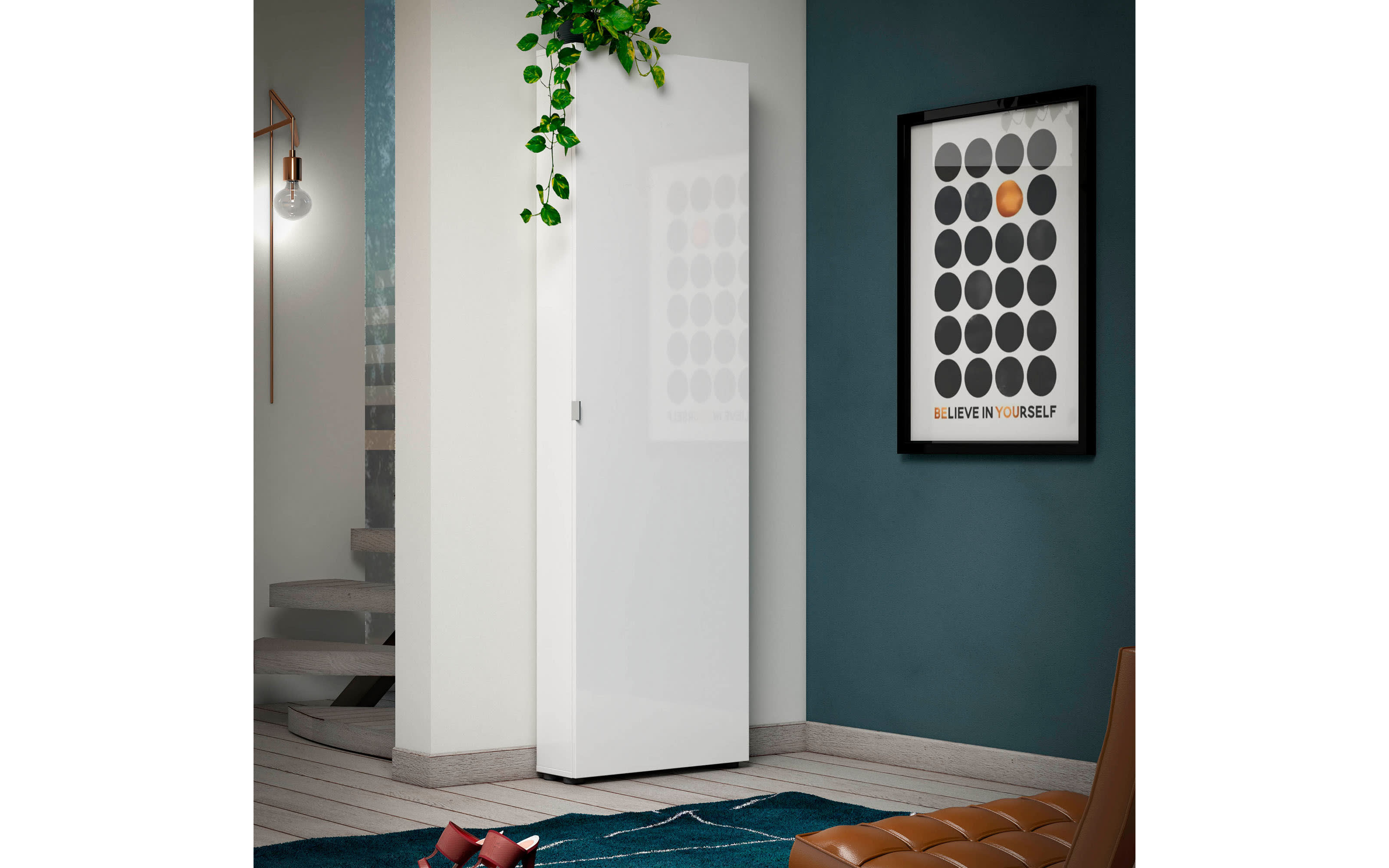 Schuhschrank Spazio, weiß, 60 x 200 cm