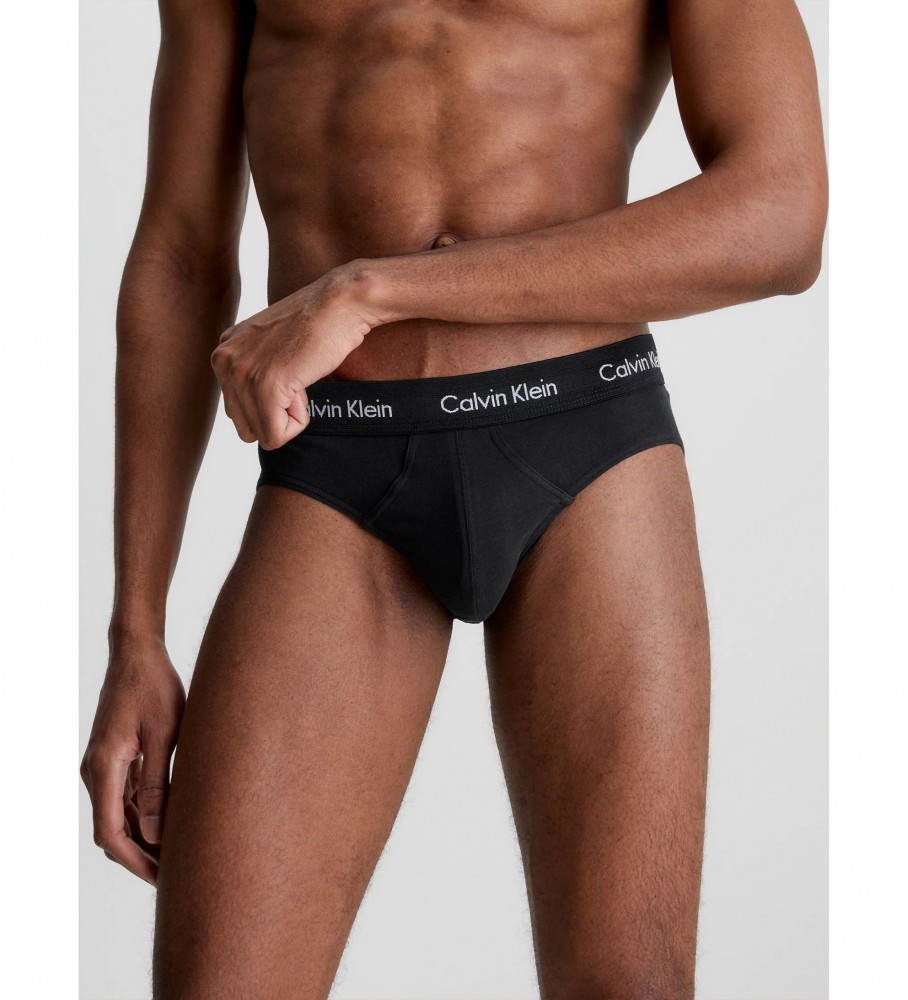 Conjunto de 3 camisolas Calvin Klein em algodão elástico preto