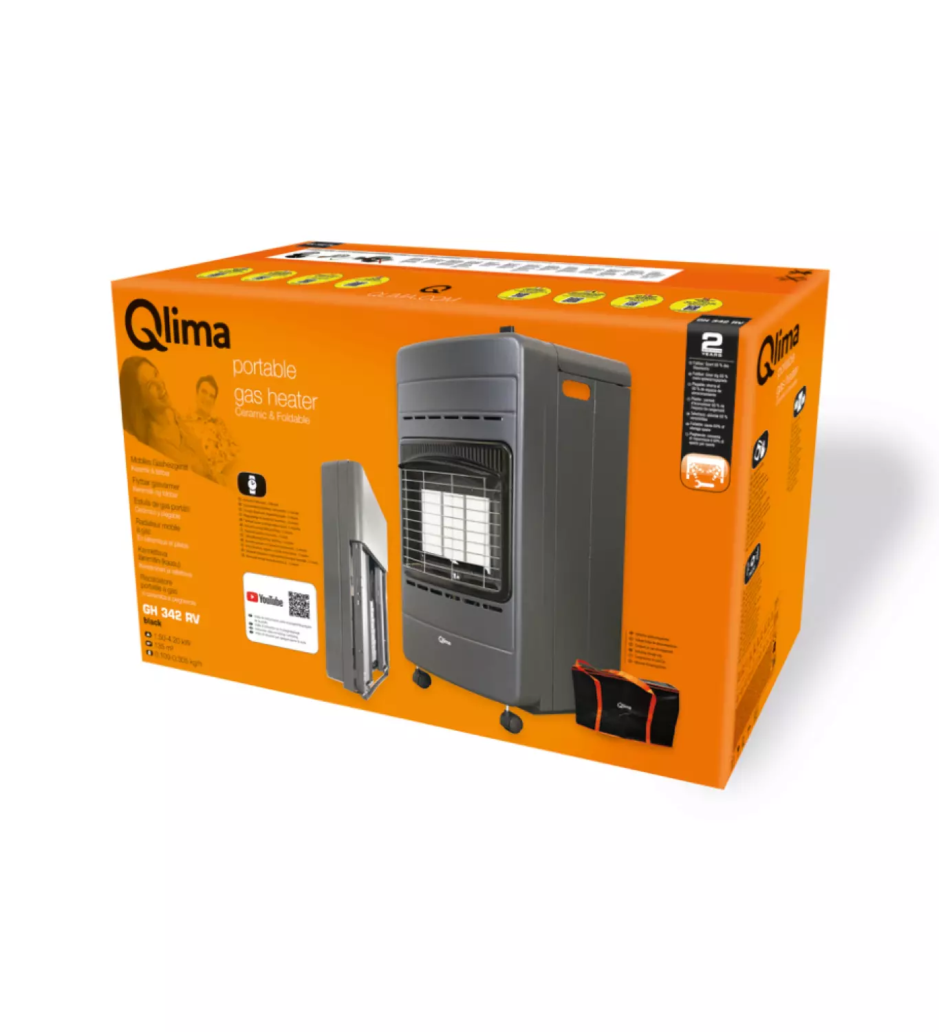 Qlima GH 342 RV Opvouwbare 2-in-1 gaskachel Zwart - 4,2kW