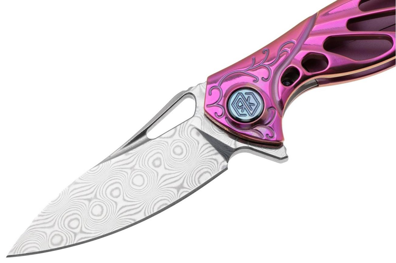 Rike Mini Hummingbird zakmes damascus, roze