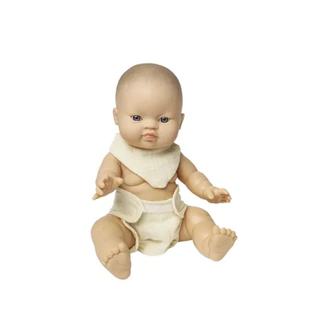 Heless Puppen-Babyset mit Stoffwindel und Lätzchen aus 100 % Bio-Baumwolle, ecru, 2-teilig, Gr. 35-45 cm