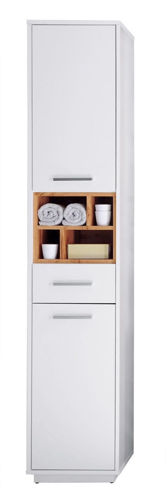 Hochschrank Milano Weiß/Absetzung Wildeiche 38 x 191 x 30 cm