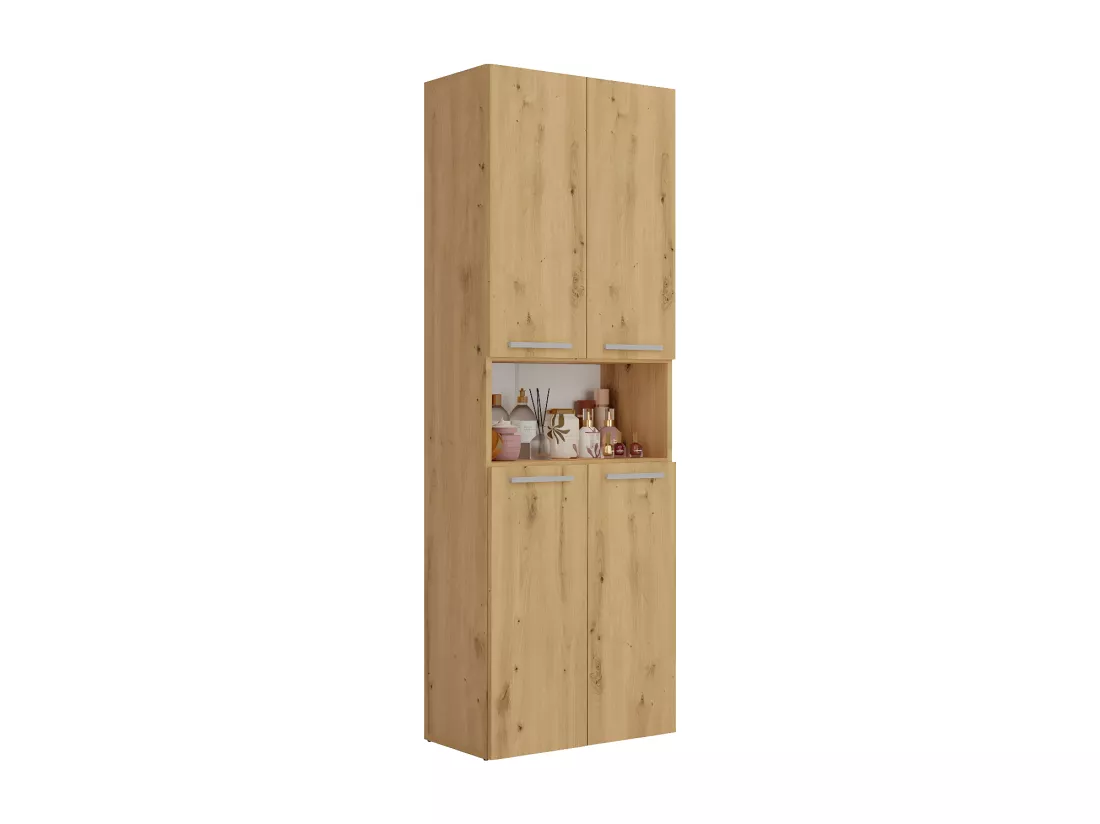 GLAZE - Armoire de salle de bain avec panier à ligne - Style moderne - 174x60x30 cm - Colonne sdb