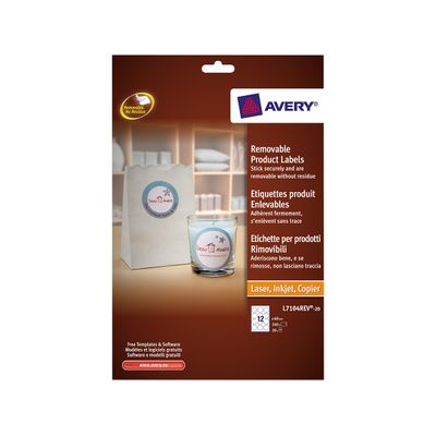 Avery - 240 Étiquettes amovibles rondes blanches - diamètre 60 mm - réf L7104REV-20