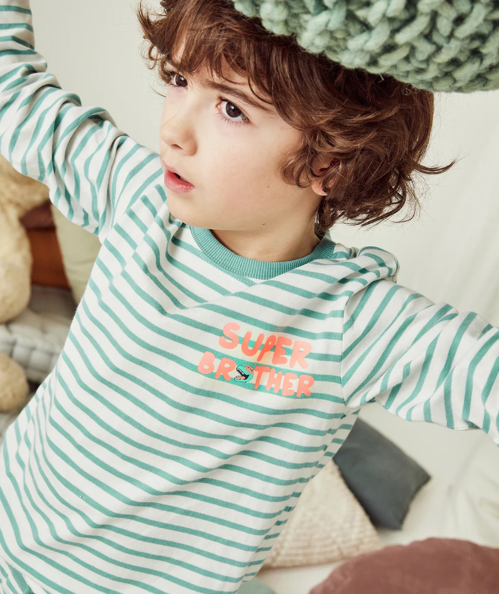 PYJAMA GARÇON IMPRIMÉ À RAYURES AVEC MESSAGE