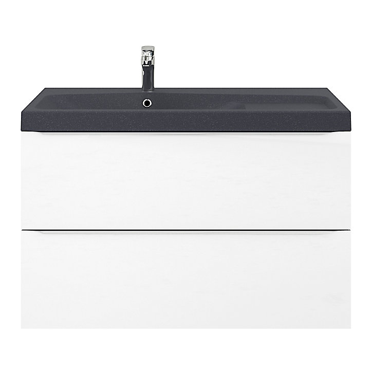 Meuble sous vasque à suspendre GoodHome Imandra blanc 100 cm + Plan vasque noir GoodHome Mila 100 cm