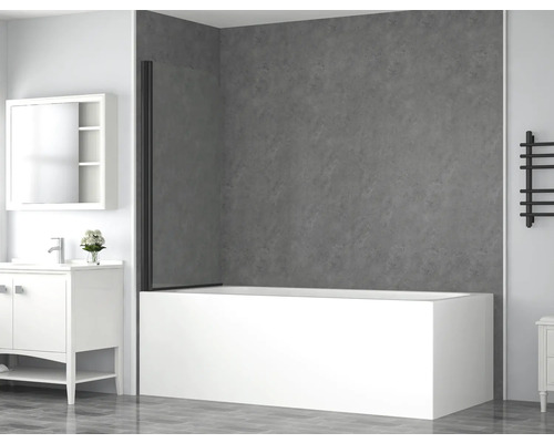 form&style badwand, 1-delig, BAFIA, 750 x 1400 mm, helder glas, profielkleur zwart