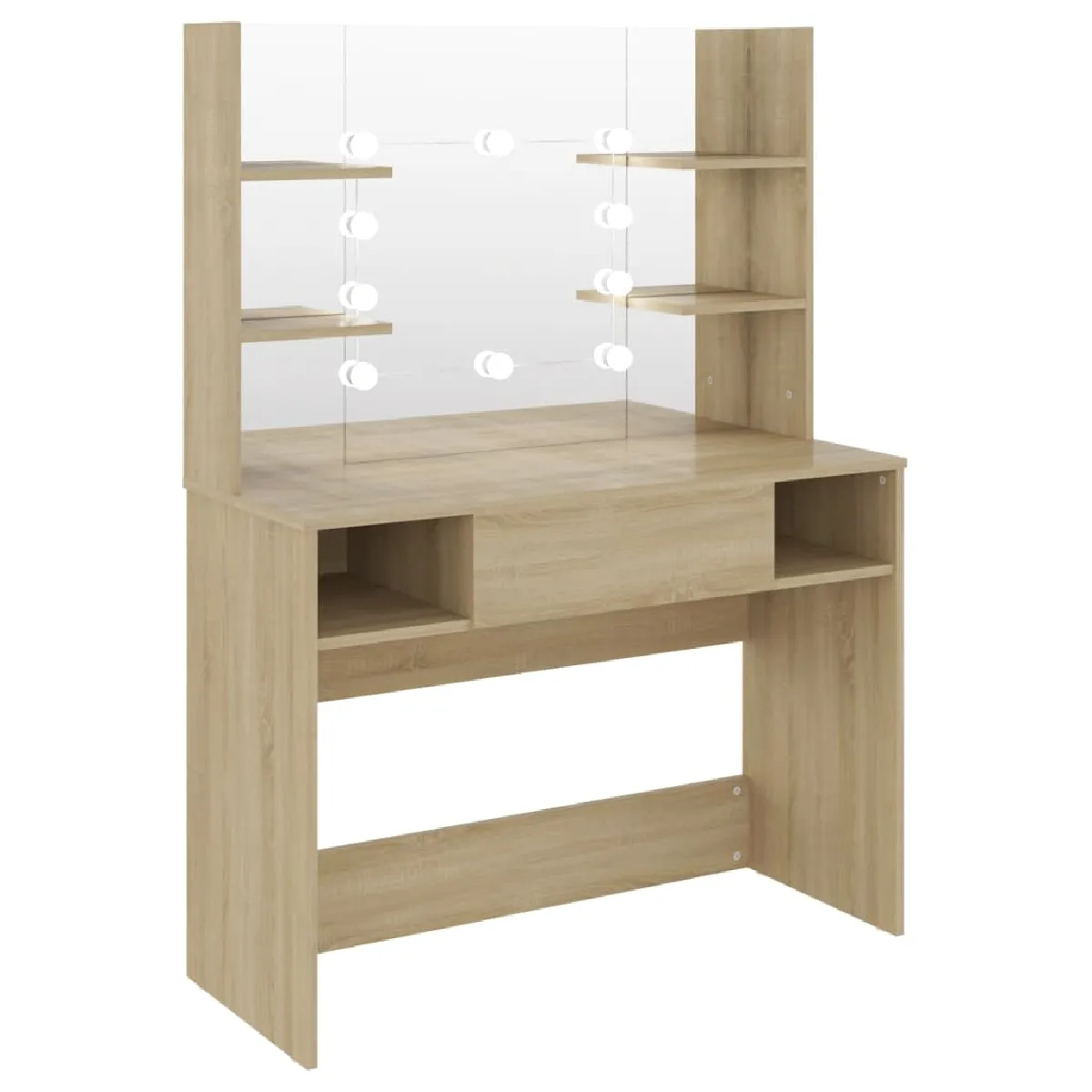 vidaXL Table de Maquillage avec LED - Chêne
