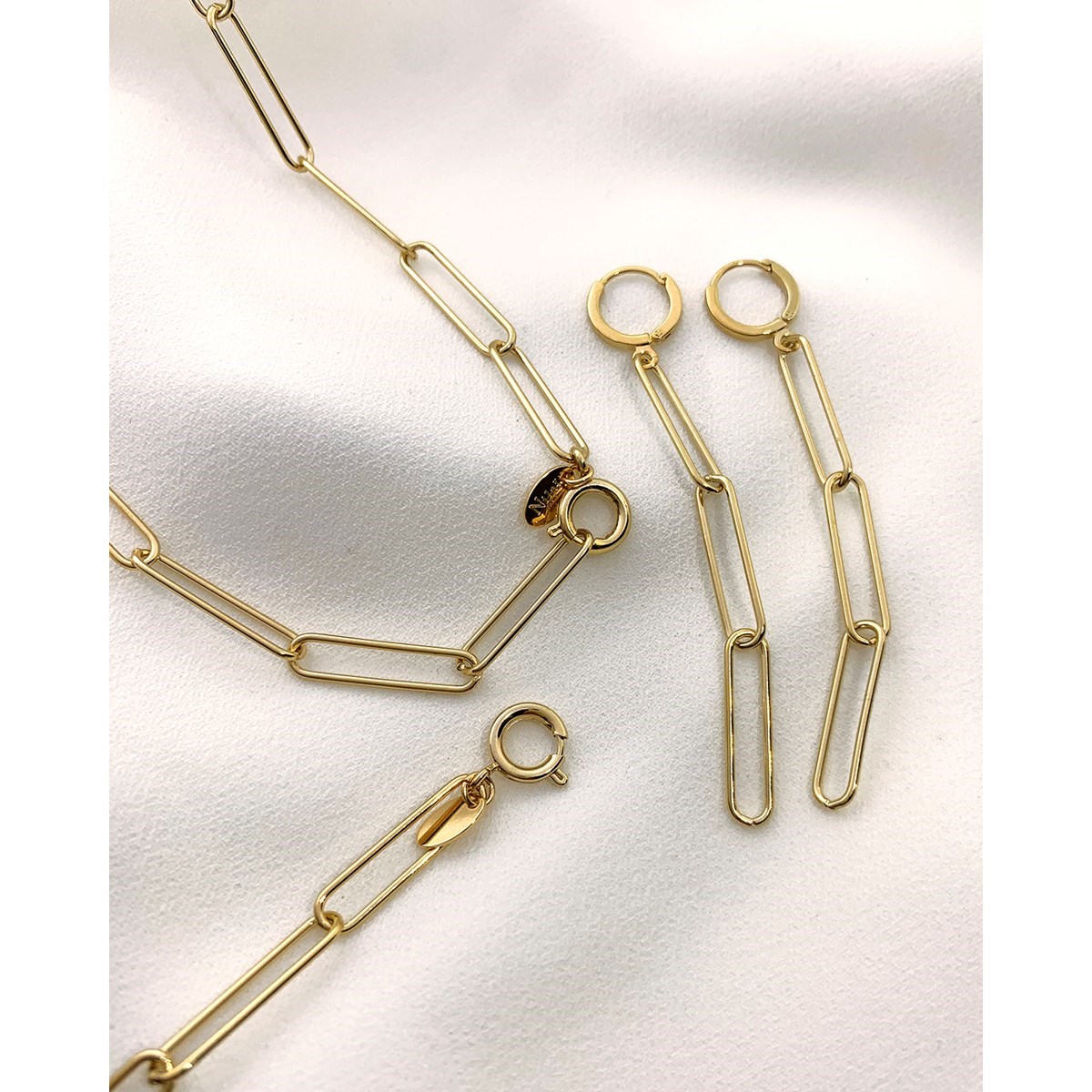 Boucles d'oreilles maille XXL dorée à l'or fin 24K MAXI PURE