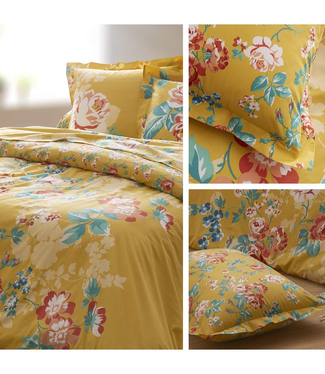 Housse de couette 260x240 cm coton OBSESSION jaune Safran avec impression fixé-lavé
