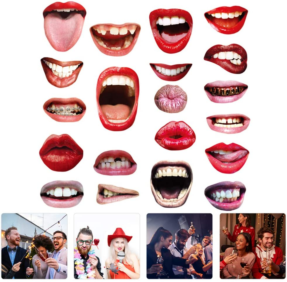 (20er Set) Photo Booth Fotorequisiten Party Foto Accessoires Dekorationen für lustige Bilder - Lippen