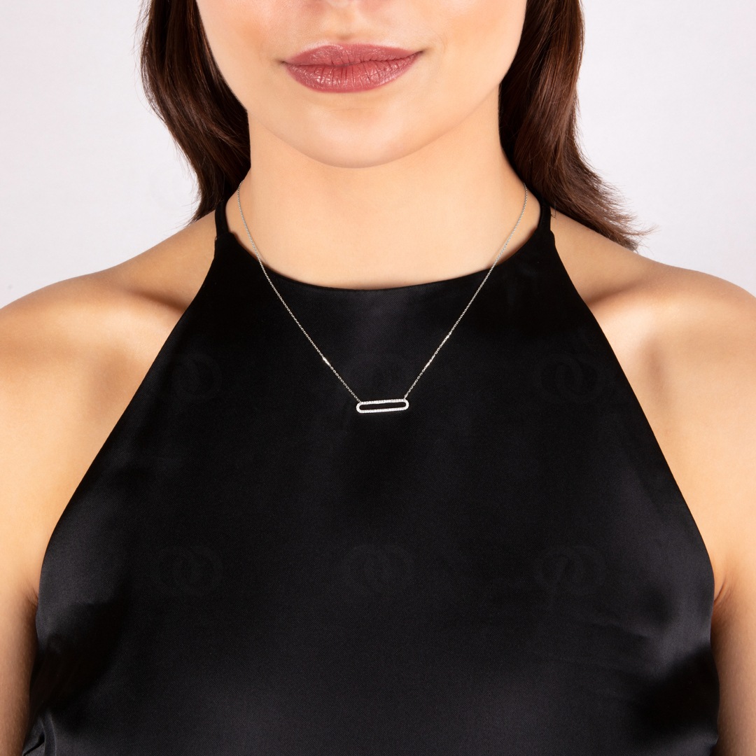Collier mit Anhänger 750/18 K Weissgold mit Diamant 0.12 ct H/si
