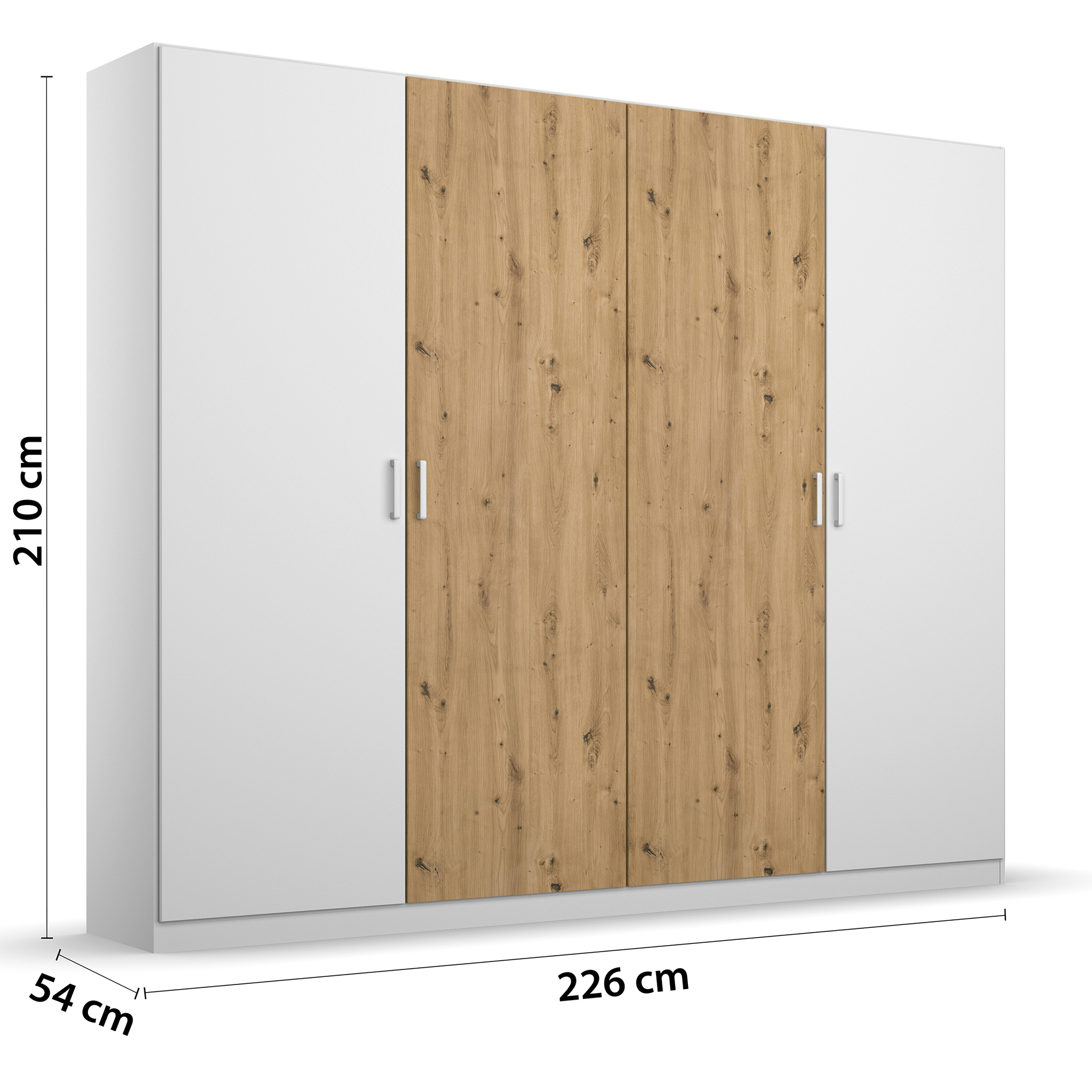 Drehtürenschrank - alpinweiß - Artisan Eiche - 226 cm