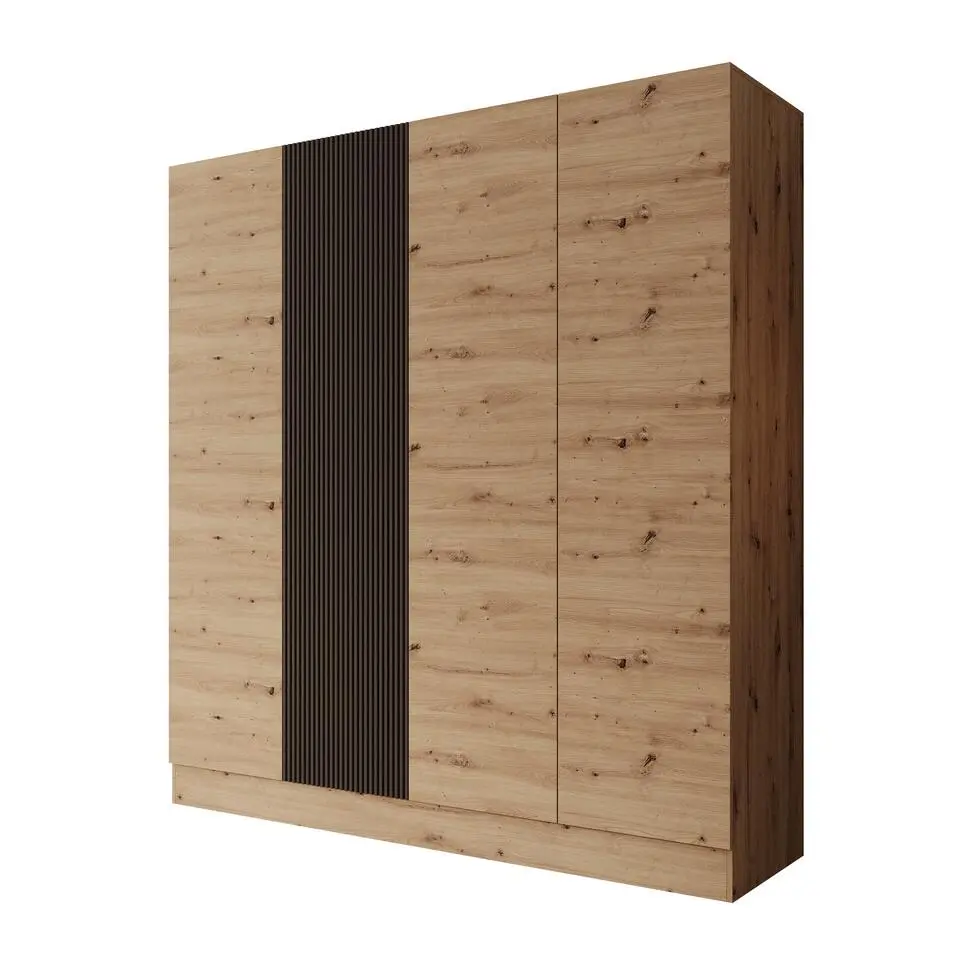 Meubella - Capri - Kledingkast 4-deurs - Eiken - 205x55x220 cm