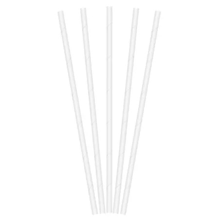 Procos Decorata™ Papier Strohhalme weiß 20 Stück