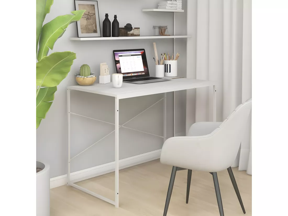Bureau d'ordinateur Blanc 110x60x70 cm Aggloméré