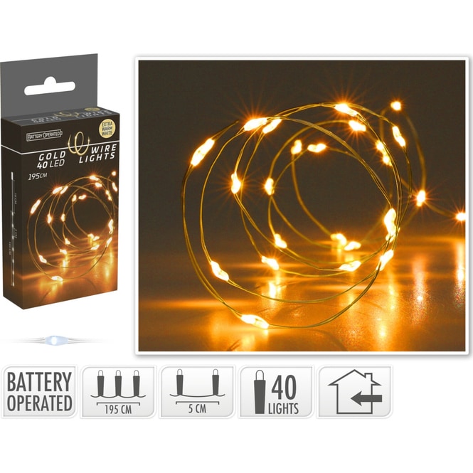 40er LED Lichterdraht - ca. 1,95 m - gold