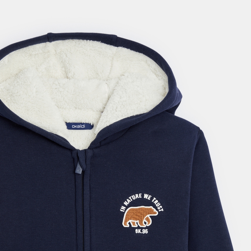 Sweat-shirt doublé en polaire sherpa bleu garçon