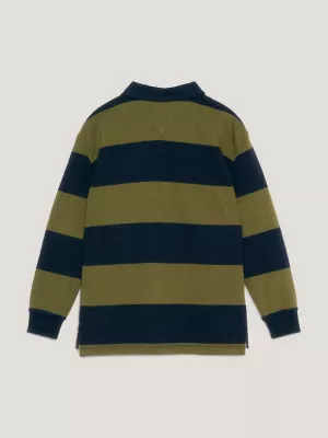 Polo de manga comprida com listras de rugby, corte regular.