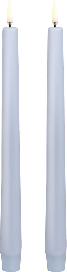 Uyuni LED taper candle, Skype blue, smooth, 2-pack, 2,3x25 cm Sky blue