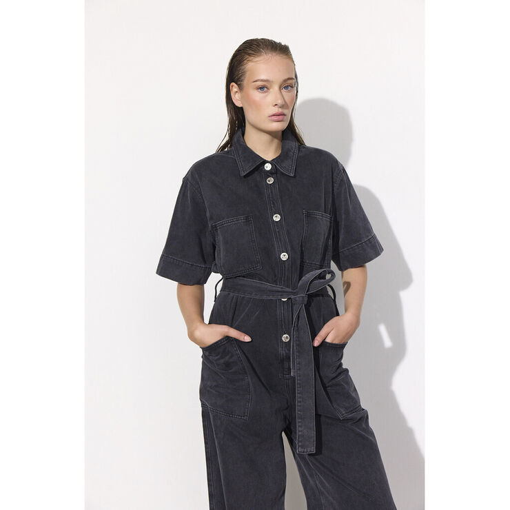 HUNKØN Mette Denim Jumpsuit Black