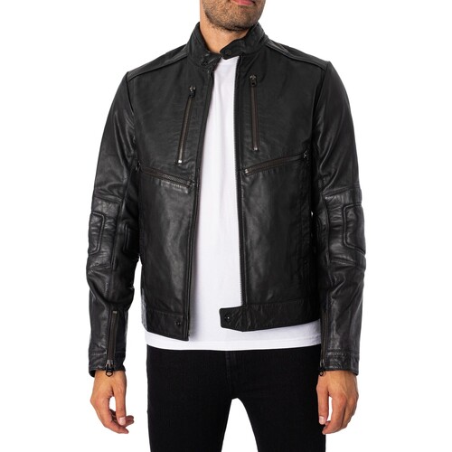 G-Star Raw - Chaqueta De Cuero Motera Negro