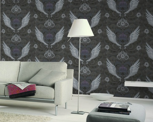 Vliesbehang 54454 Glööckler Imperial Ornament zwart zilver