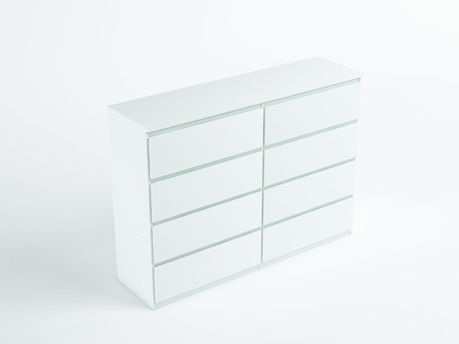 meble masztalerz Kommode 120 cm Breit - Modernes Sideboard - Schrank mit 8 Schubladen - Schubladenschrank - Kommodenschrank für Wohnzimmer, Flur, Schlafzimmer - Weiß 120x101,5x39 cm