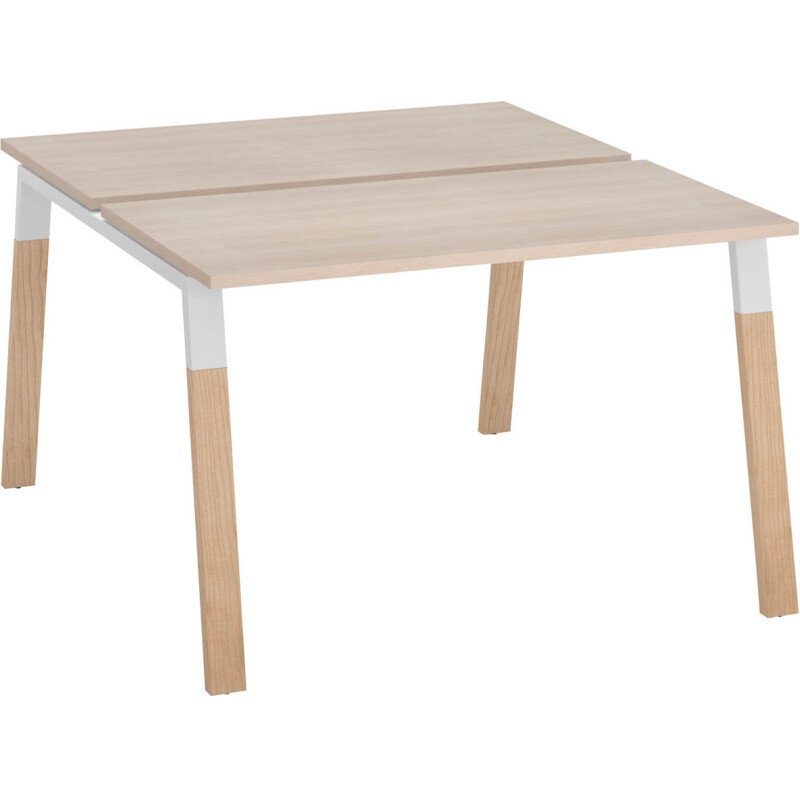 Pôle de 2 bureaux ECLA profondeur 126 cm piètement métal et bois