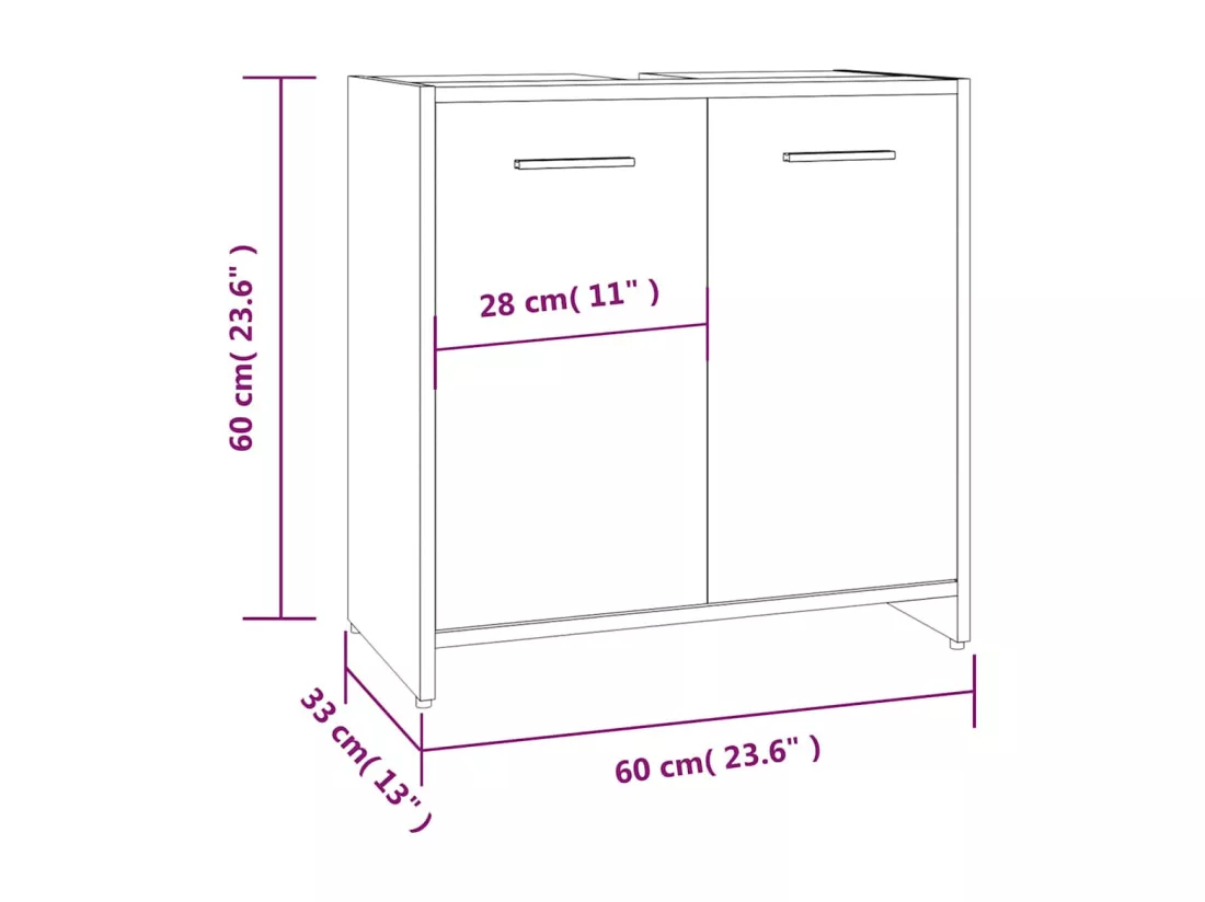 Armoire de bain Chêne fumé 60x33x60 cm Bois d'ingénierie