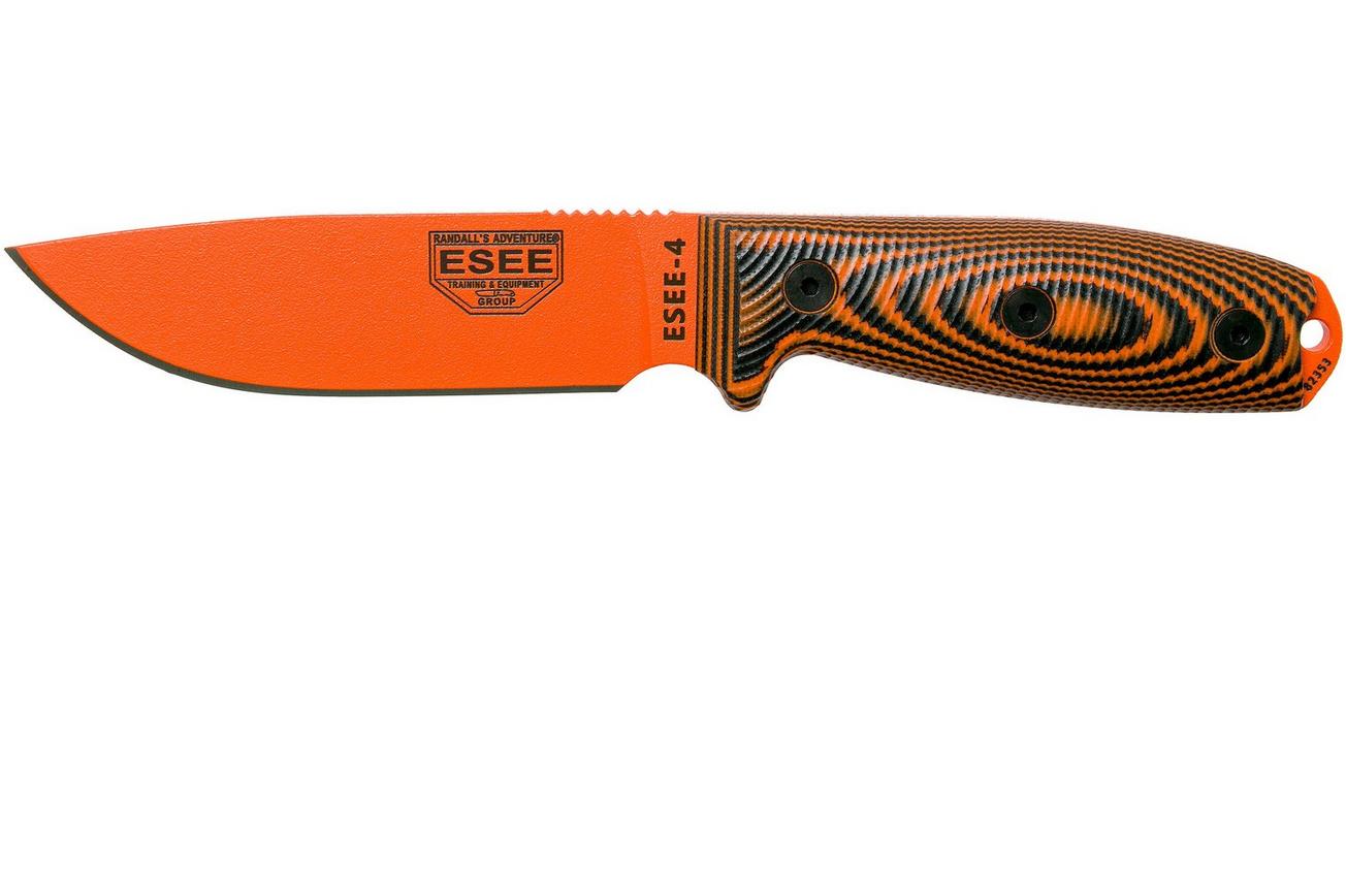 ESEE Model 4 Orange Blade 3D Orange-Black G10 survivalmes 4POR-006 zwarte schede   riemclip