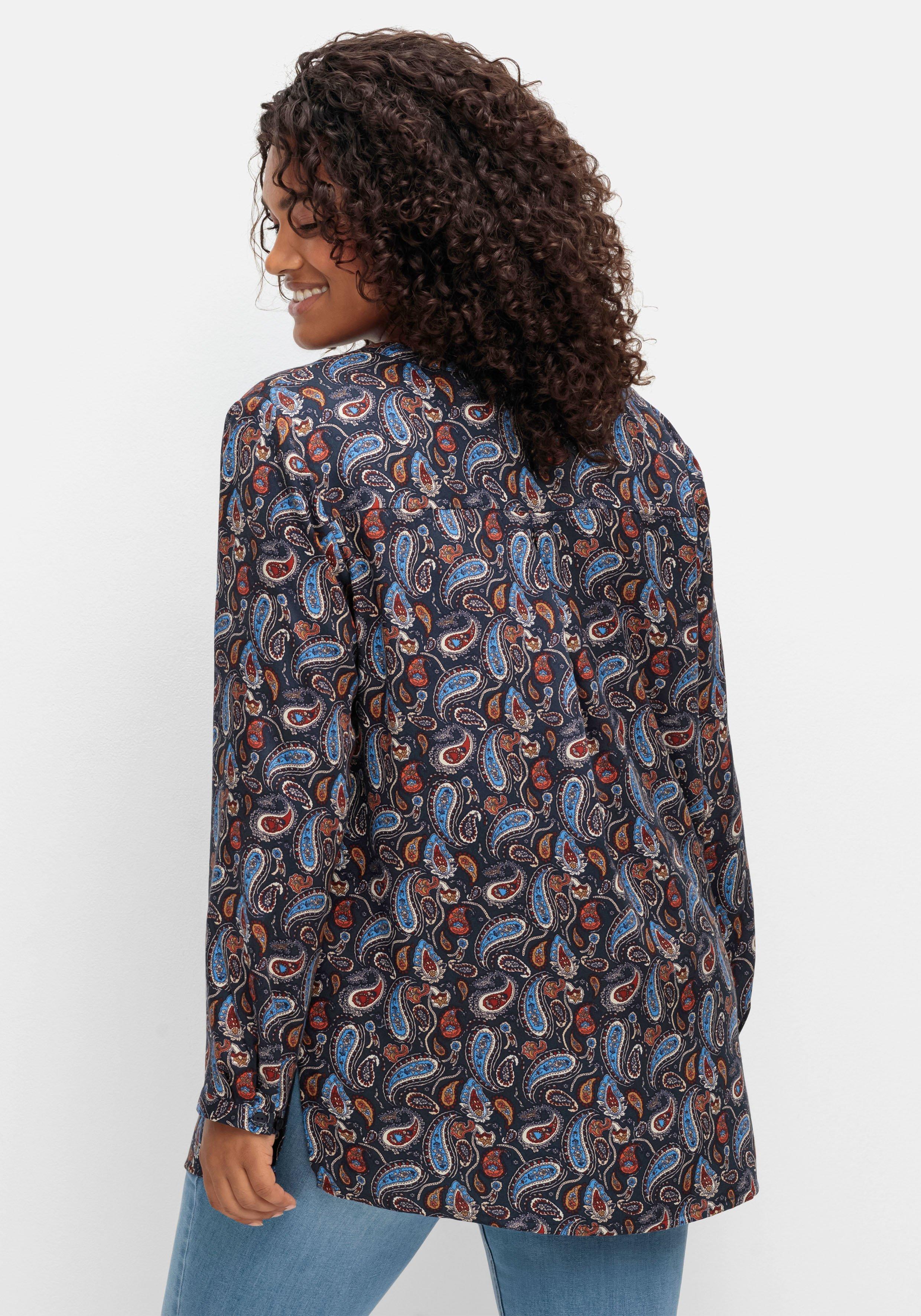 Tunika mit Alloverprint und Samtband