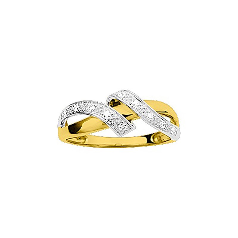 Bague Femme - bicolore - Oxyde de zirconium - Or 9 Carats