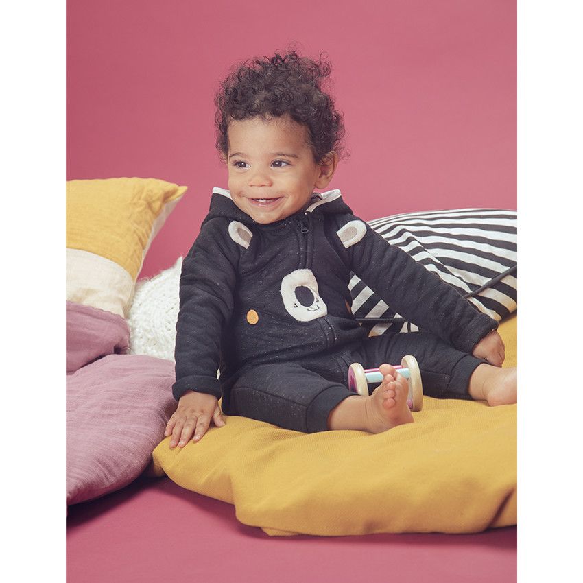 Combinaison longue doublée jersey pour bébé garçon - Gris foncé
