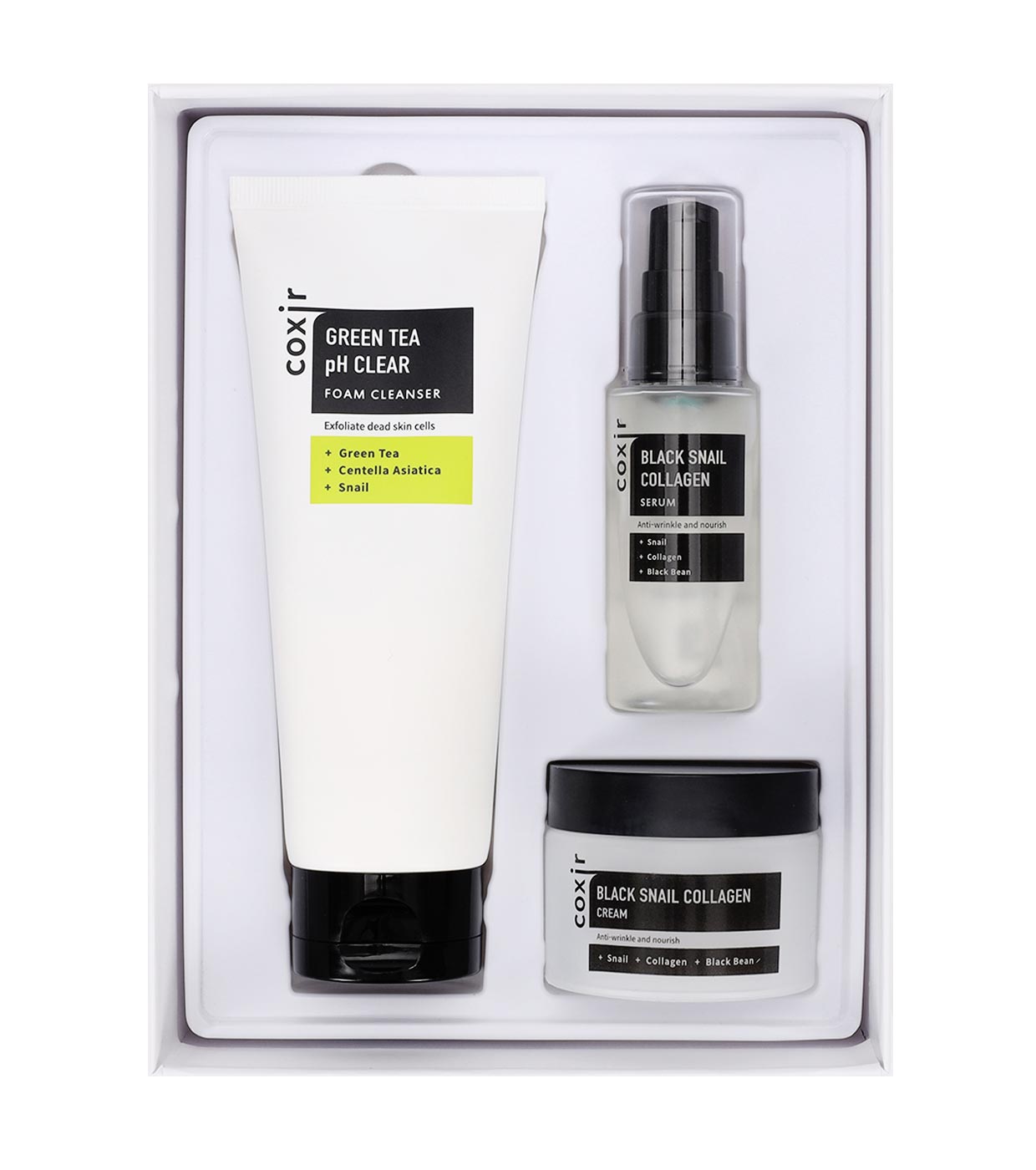 COXIR - Conjunto de cuidados faciais anti-manchas Black Snail Gift Set