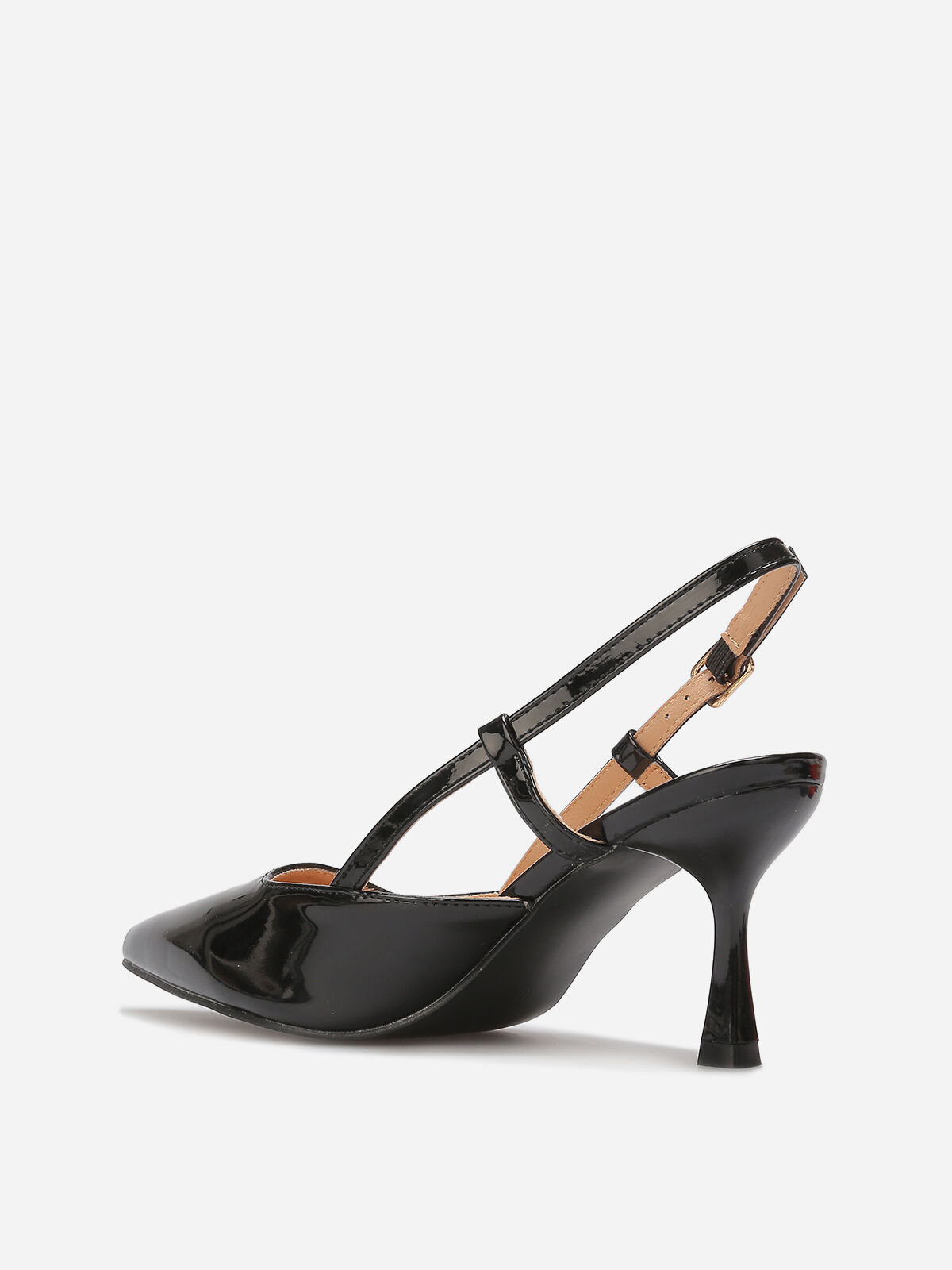 Escarpins slingback vernis avec brides- Noir