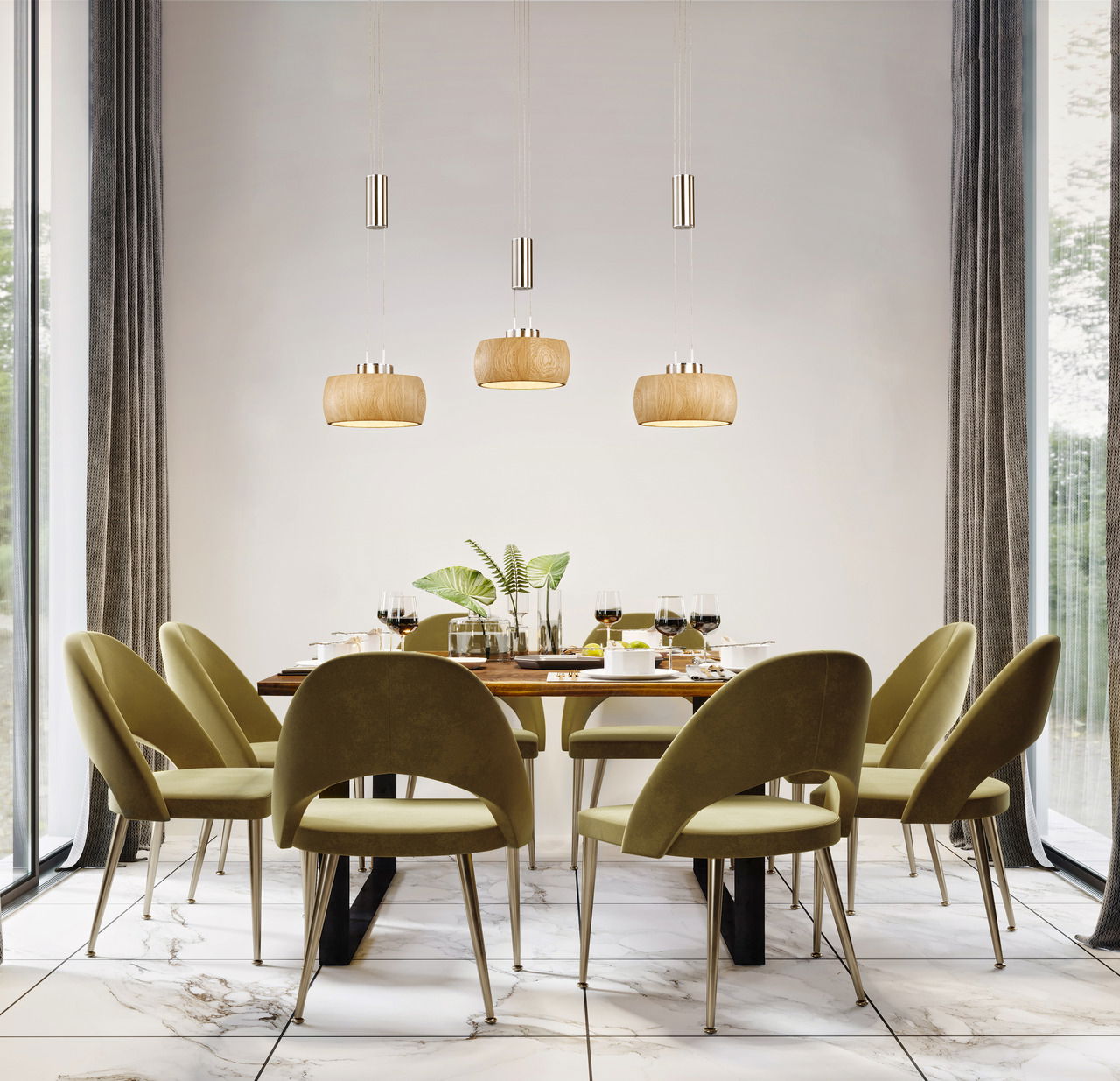 Fischer & Honsel Pendelleuchte SHINE-WOOD
