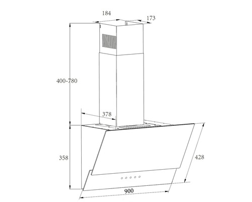 Amica KHF 604 610 S afzuigkap zonder kop, BxD 90 x 37,8 cm, zwart