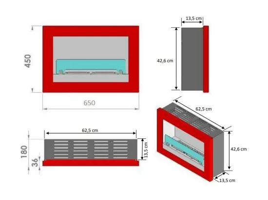 Chéminée bio-éthanol TREVISO 2.5 kw en plusieurs couleurs - Couleur: Acier
