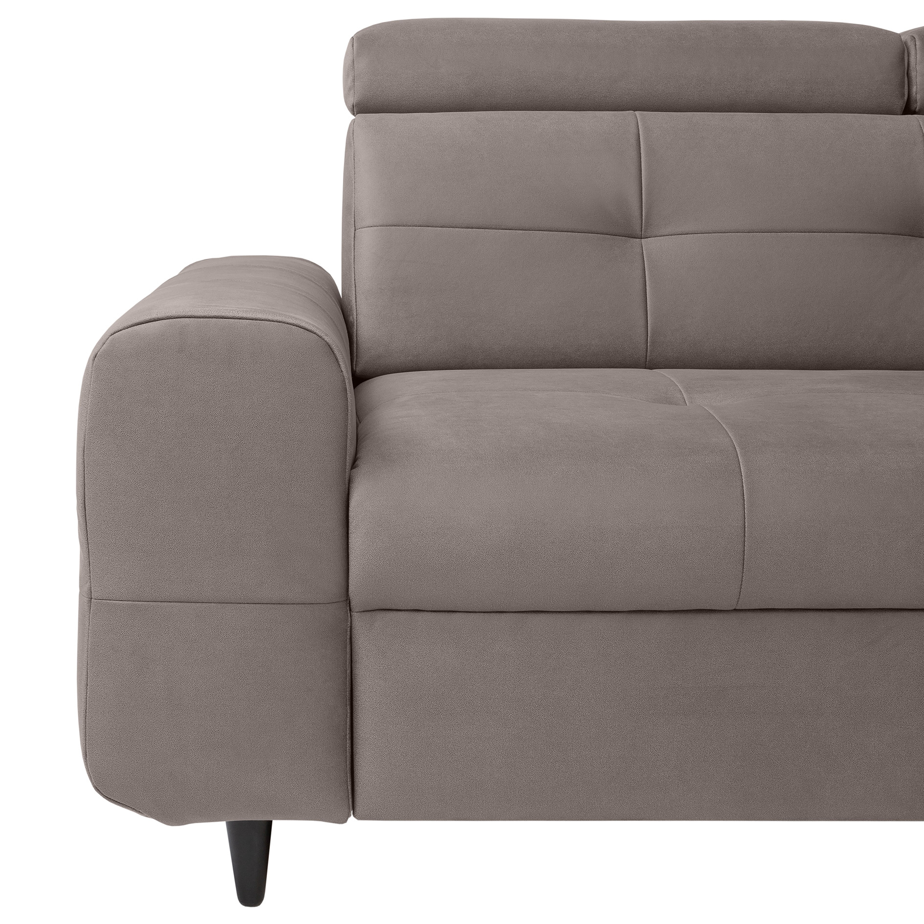 Ecksofa - grey - Velvet - Liegefunktion und Staukasten - Recamiere rechts