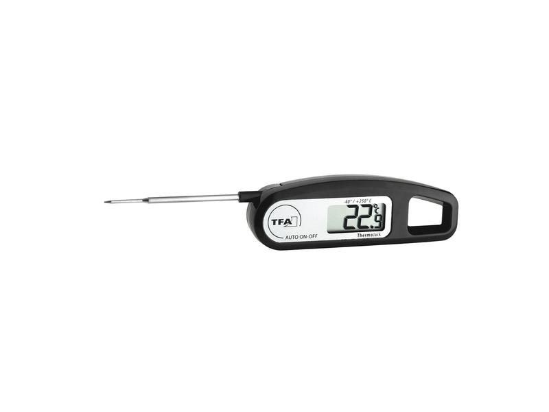 TFA Dostmann Einstichthermometer THERMO JACK, Schwarz Digitales Einstichthermometer
