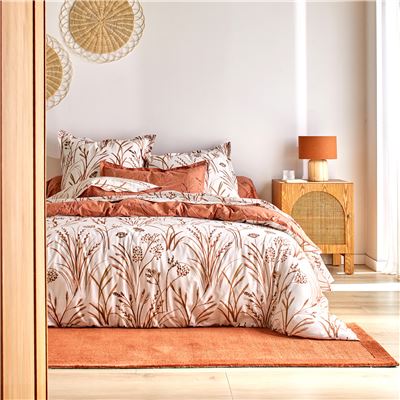 Linge de lit percale motif graminées