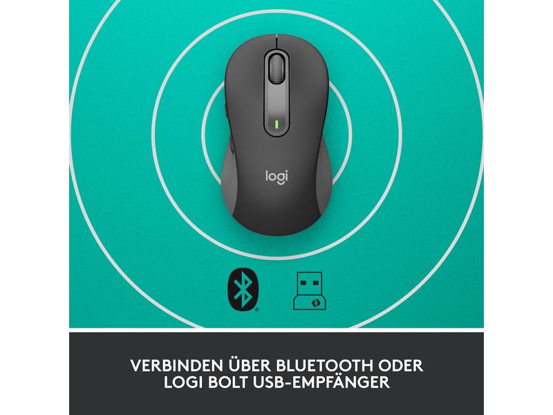 Logitech Maus Signature M650 Graphite Präzise Wireless-Maus mit «Logitech SilentTouch»-Technologie