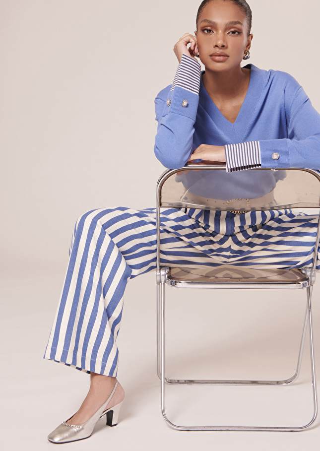Pull Primrosebleu en coton et laine merinos extrafine